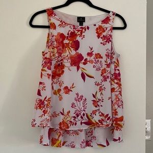 Red, Orange, Yellow, and White Floral Blouse